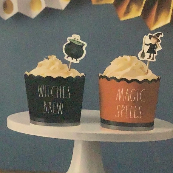 RAE DUNN NEW - 36 baking cups & picks witches brews & magic spells w/ napkins - Picture 2 of 5